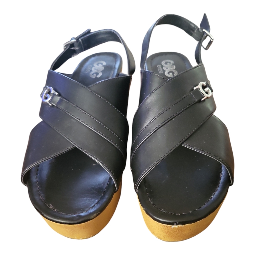G By Guess Black Slingback Wedge Sandals/ GGDEE Style / 8.5M - Picture 5 of 12